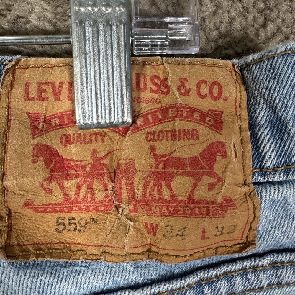 Levi's 559 Jeans Men's 34x32 Light Wash Relaxed Straight Denim Pants Y2K Vintage - Picture 7 of 14